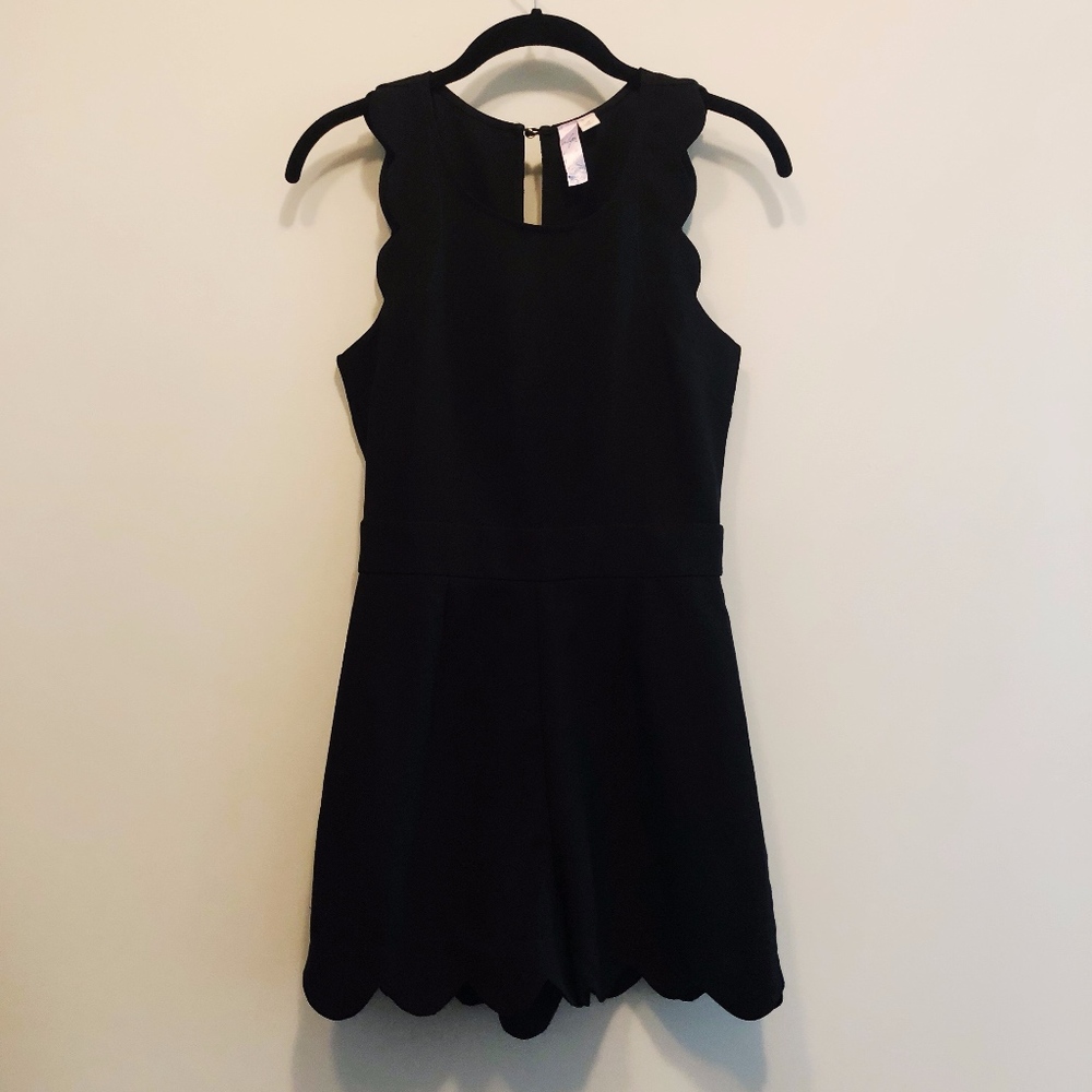 Black Alya Scalloped Romper